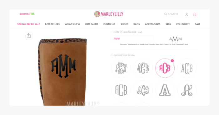 Tienda online Marleylilly editor de productos incorporado