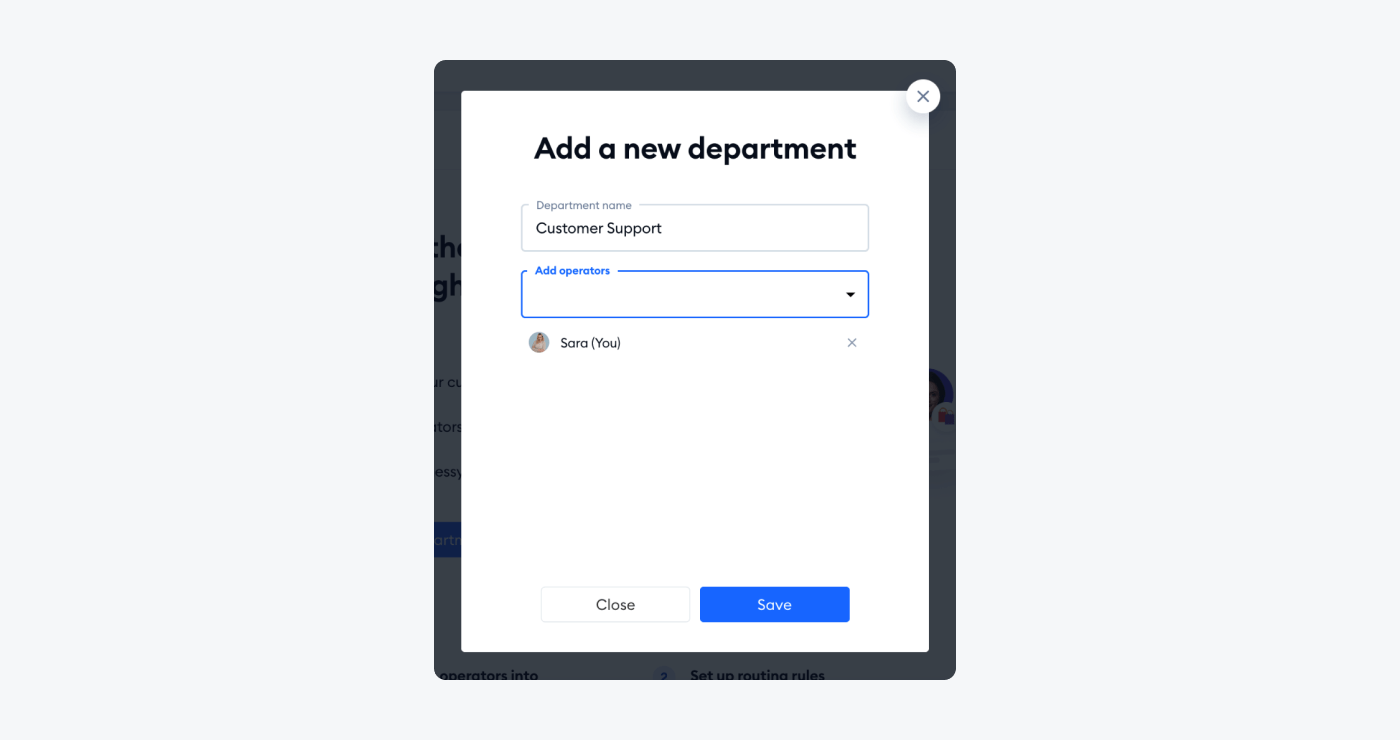 Add new department option Add new department option