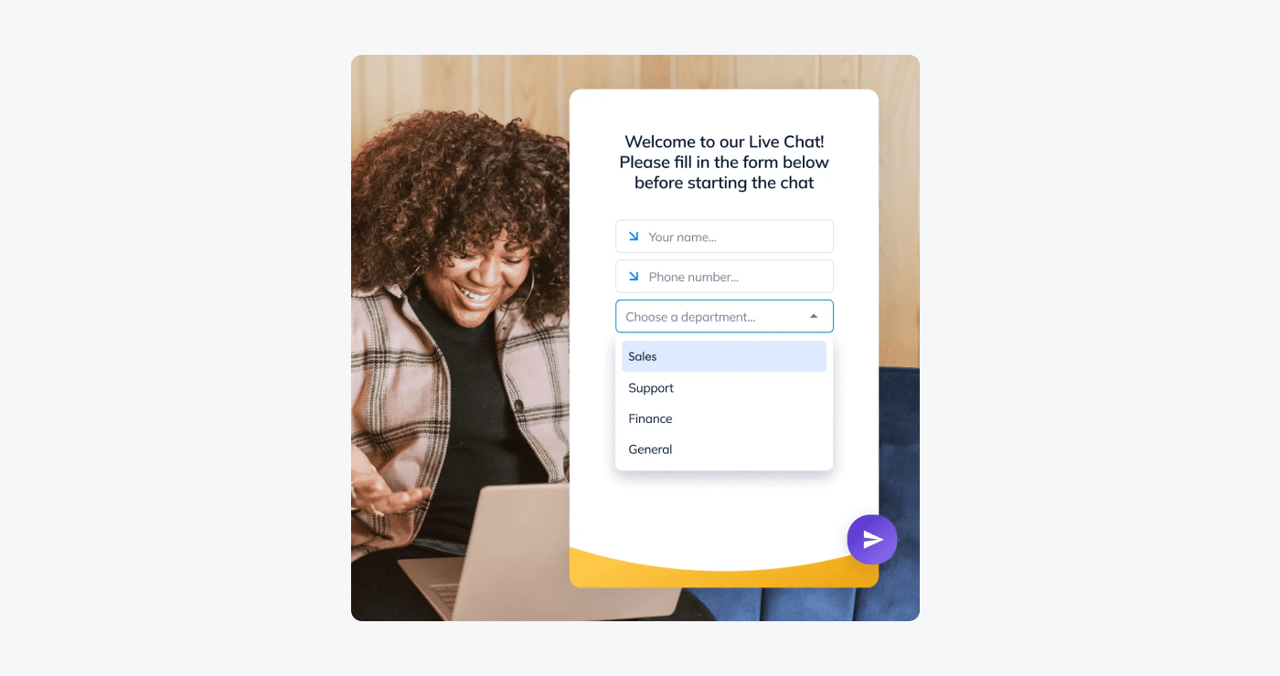 Tidio’s pre-chat survey Tidio’s pre-chat survey