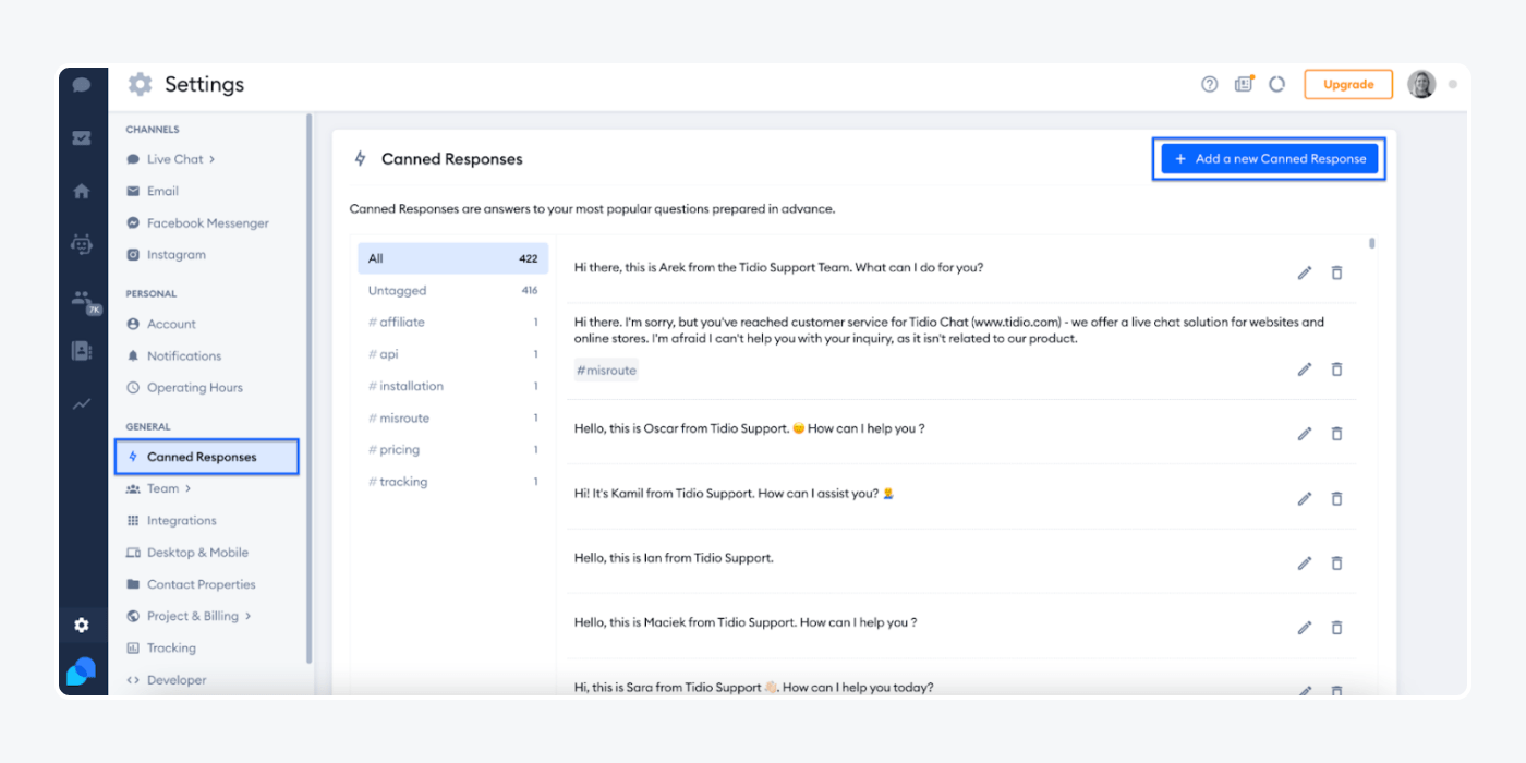 Developing canned responses Developing canned responses