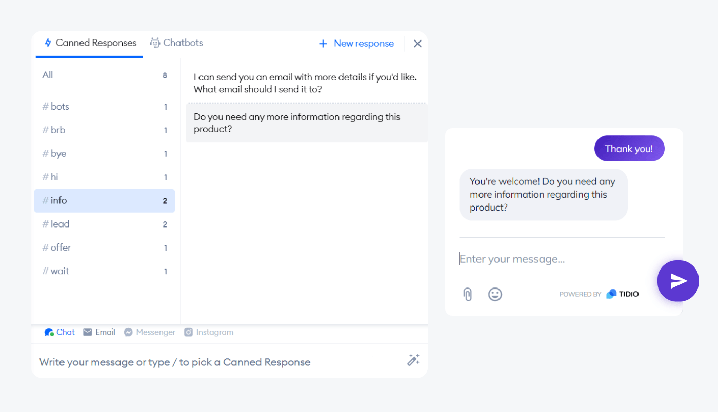 canned responses canned responses by tidio examples