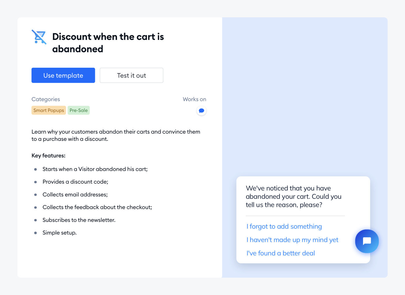 Reduce the number of abandoned shopping carts