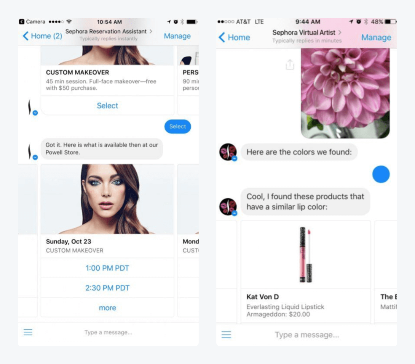 Sephora's chatbot widget Sephora's chatbot widget