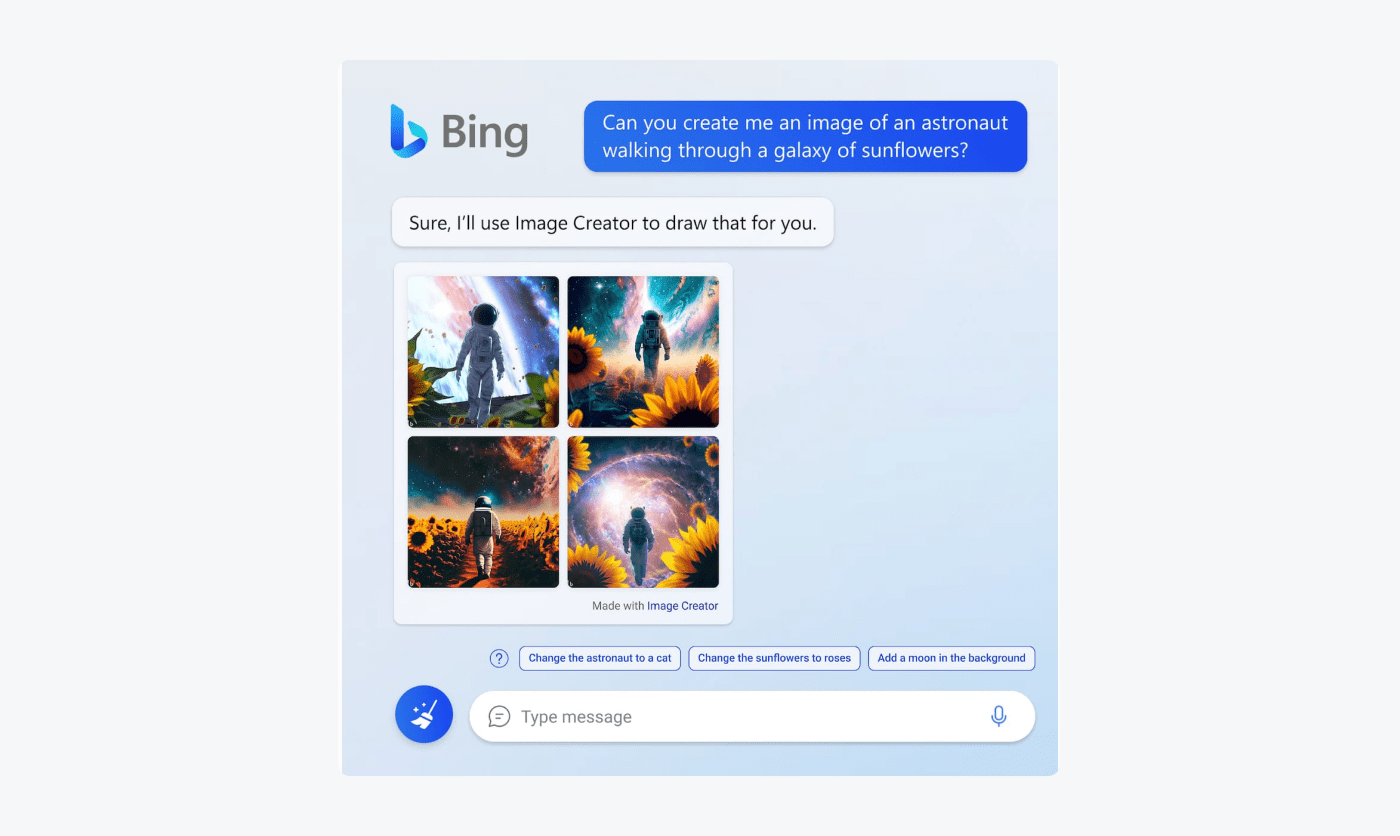 IA chatbot Bing bing ai chatbot ejemplo