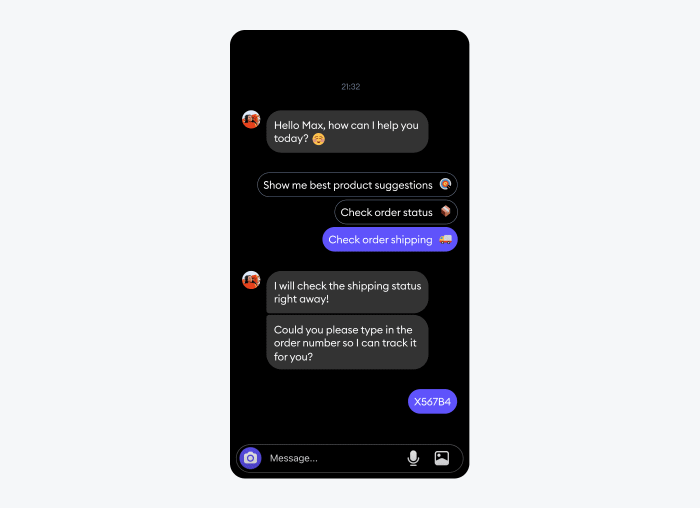 Tidio muestra de conversación del bot de instagram La imagen muestra una muestra de conversación del bot de instagram Tidio