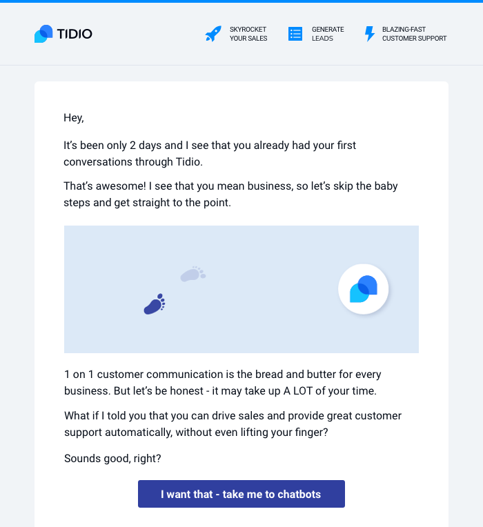 Tidio Email Example with CTA