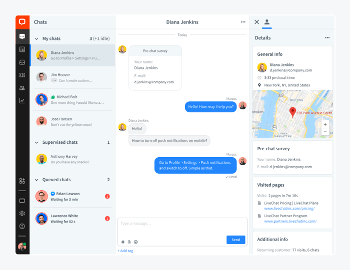 LiveChat conversation example LiveChat conversation example
